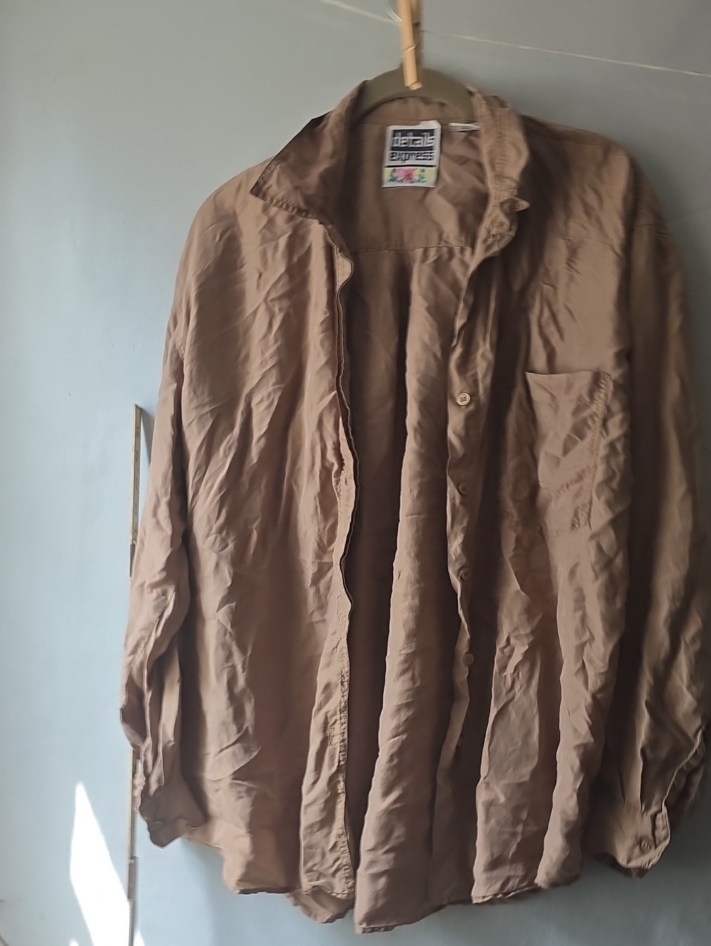 Vintage 90s Details Express Silk Blouse  Lagenlook Neutral M
